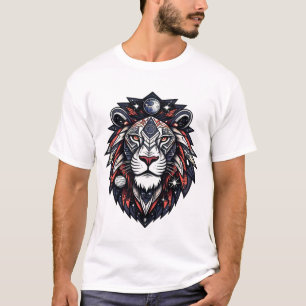 T-shirt Emblem de Lion géométrique cosmique