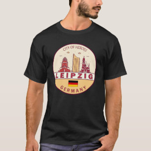T-shirt Emblem Leipzig Allemagne City Skyline