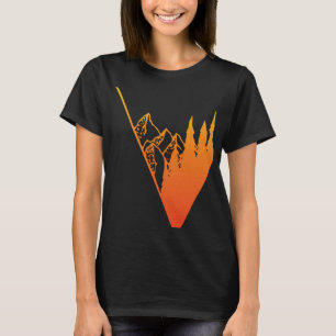 T-shirt Emblem montagne panorama et forêt facile aller fa