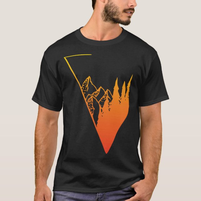 T-shirt Emblem mountain panorama and forest  easy going fa (Devant)