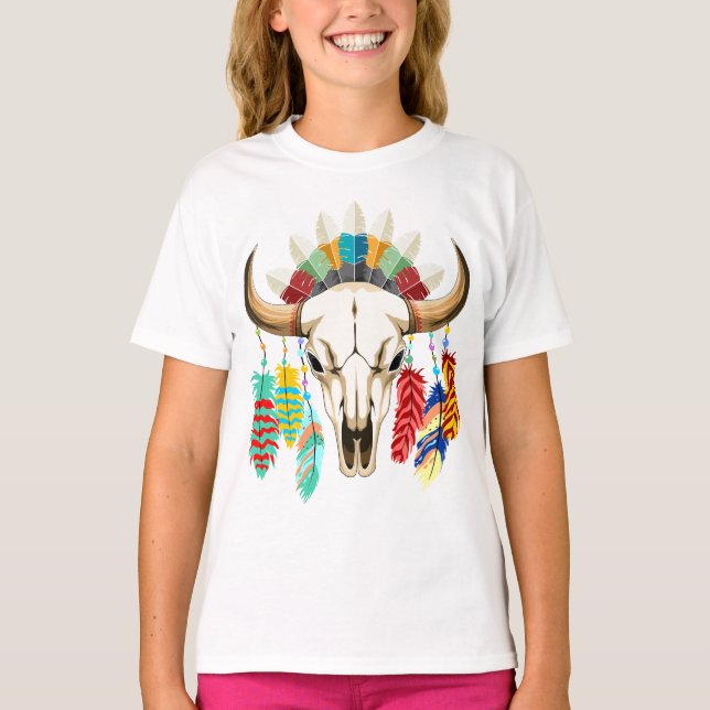 T-shirt Emblème amérindien de crâne de bison (Devant)