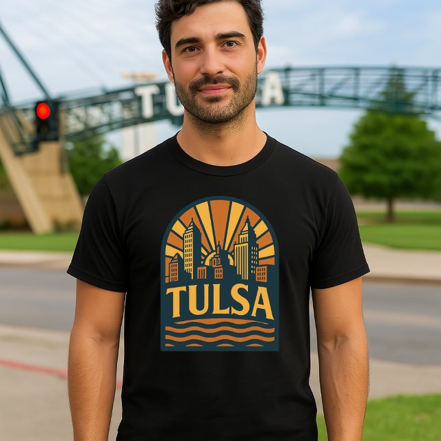 T-shirt Emblème Art déco rétro de Tulsa Oklahoma (Créateur téléchargé)