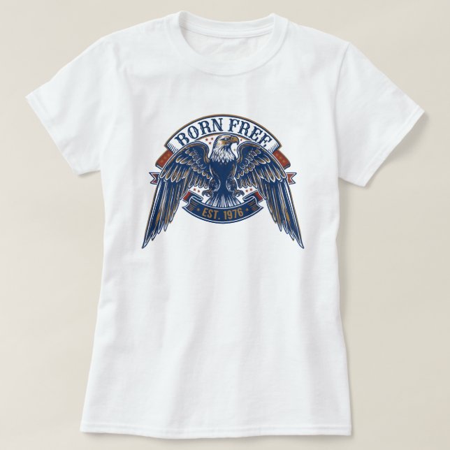 T-shirt Emblème d'aigle avec bannière né libre, Aigle maje (Design devant)