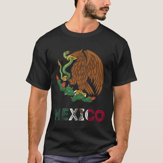 T-shirt Emblème d'aigle mexicain Drapeau mexicain Pride Ci (Devant)