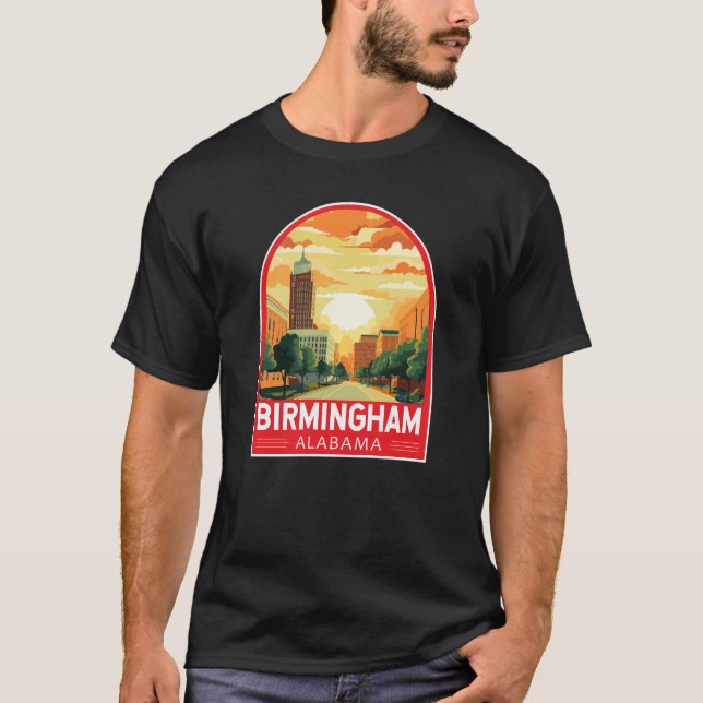 T-shirt Emblème d'art de voyage de Birmingham Alabama (Devant)