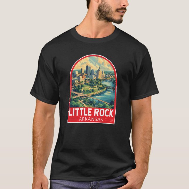 T-shirt Emblème d'art de voyage de Little Rock Arkansas (Devant)