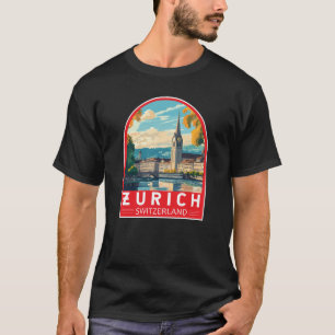 T-shirt Emblème d'art de voyage de Zurich Suisse