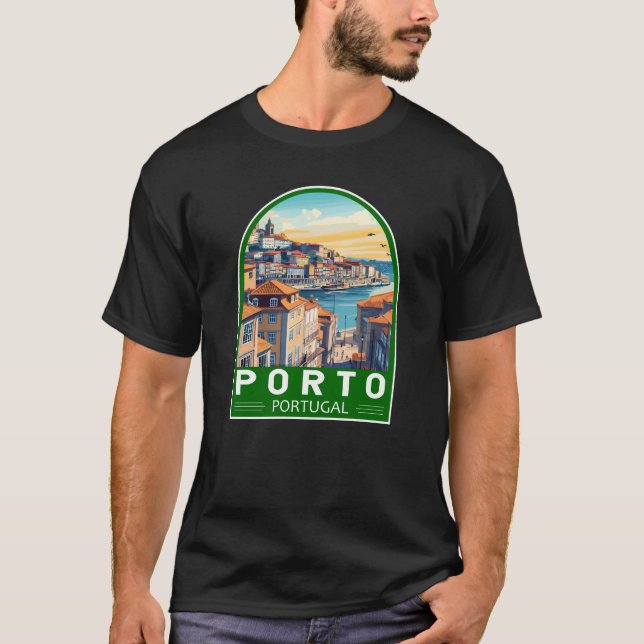 T-shirt Emblème d'art touristique Porto Portugal (Devant)