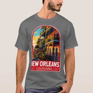 T-shirt Emblème d'Art Voyage de la Nouvelle-Orléans Louisi