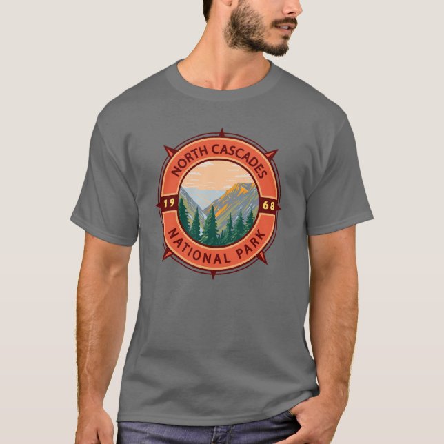 T-shirt Emblème de Compass rétro du parc national des Casc (Devant)