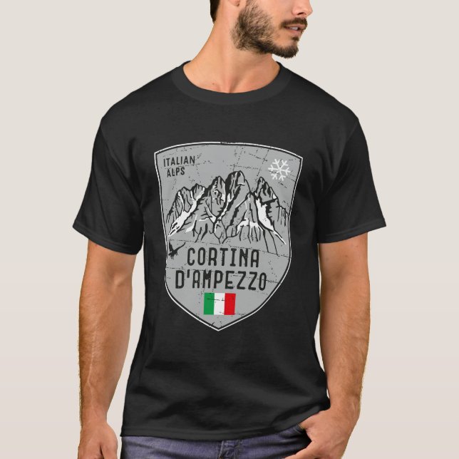 T-shirt Emblème de Cortina D Ampezzo Mountain Italie (Devant)