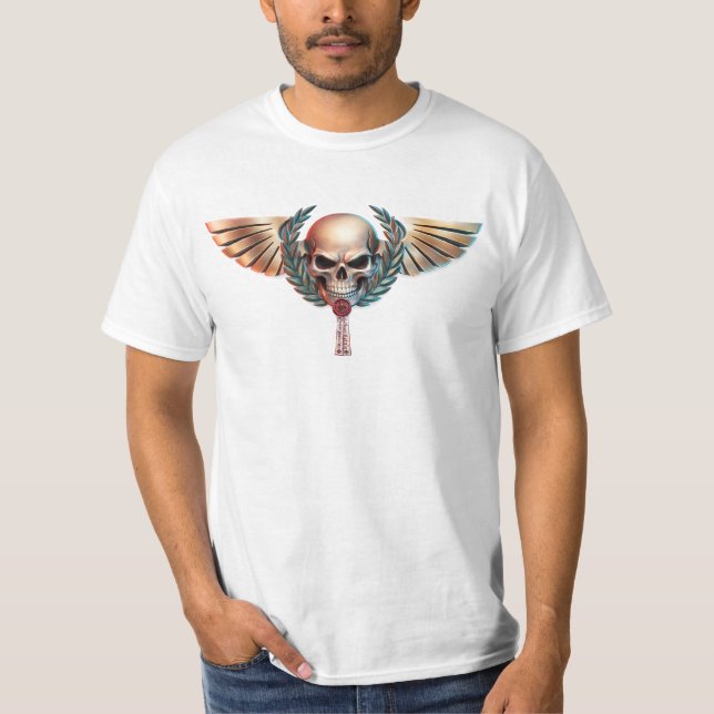 T-shirt Emblème de crâne ailé d'honneur (Devant)