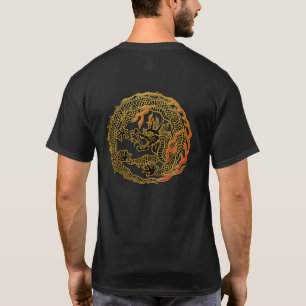 T-shirt Emblème de dragon à flamme dorée