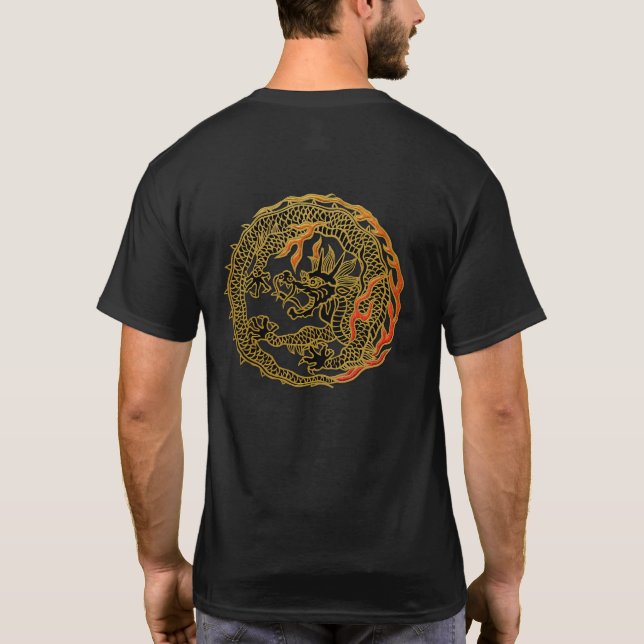 T-shirt Emblème de dragon à flamme dorée (Dos)