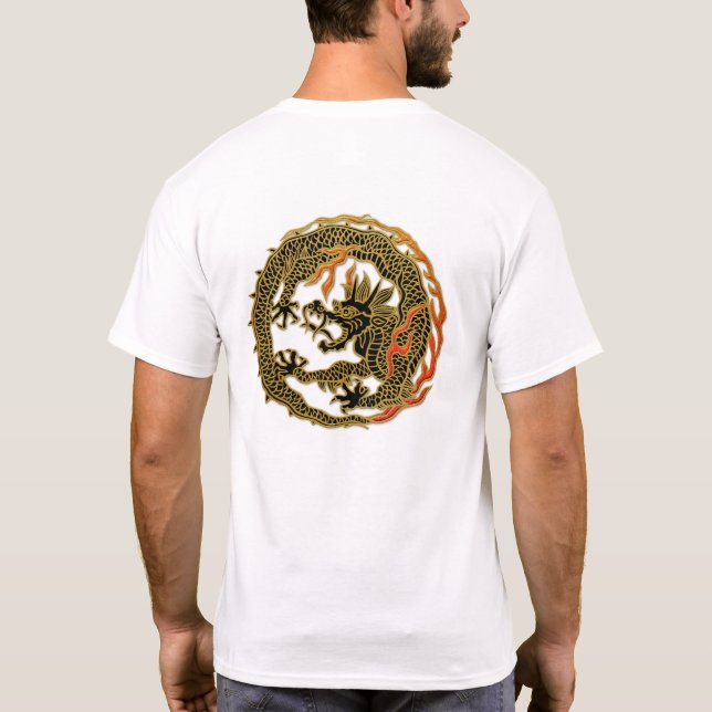 T-shirt Emblème de dragon à flamme dorée (Dos)