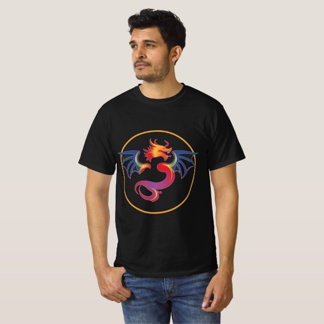 T-shirt Emblème de dragon volant coloré (Devant entier)