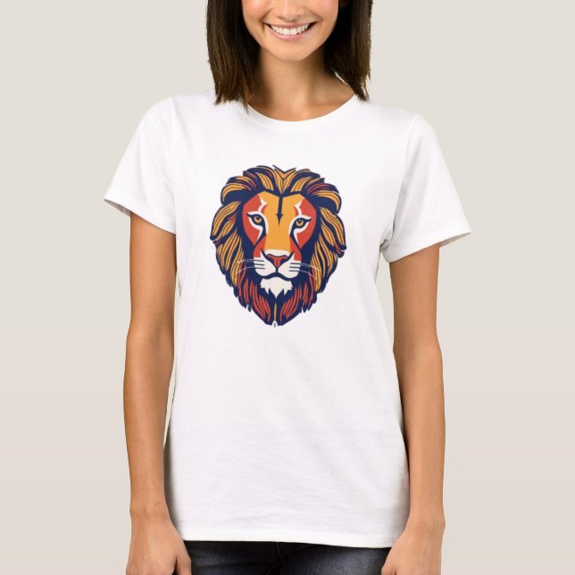 T-shirt Emblème de lion géométrique cosmique (Devant)