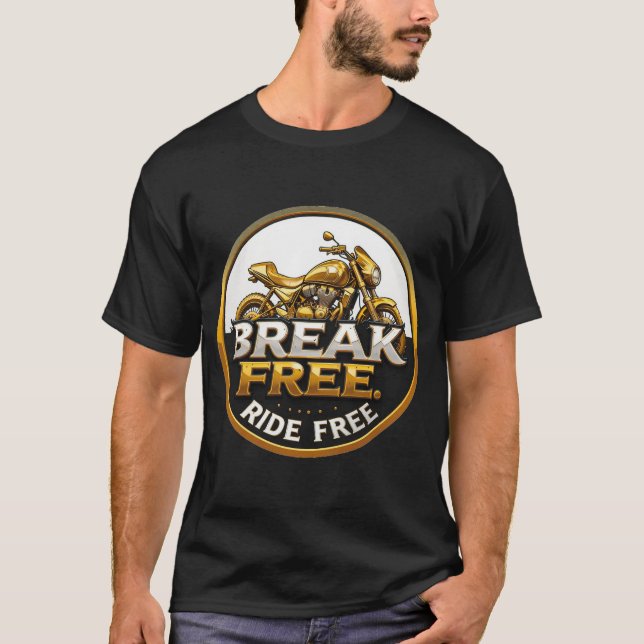T-shirt Emblème de moto doré avec texte gras (Devant)