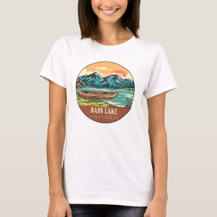 T-shirt Emblème de pêche nautique de Bass Lake California