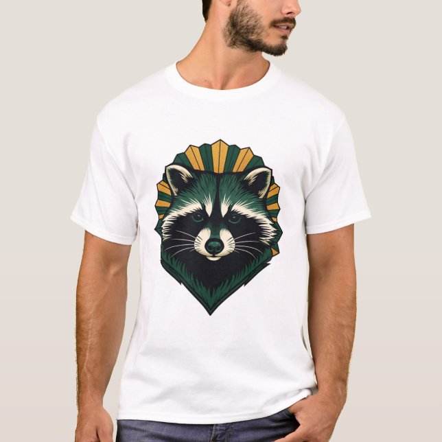 T-shirt Emblème de raton laveur avec auréole dorée (Devant)