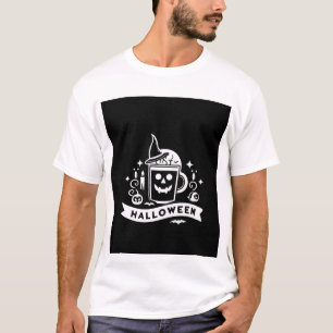 T-shirt Emblème de tasse à café crâne Halloween minimalist