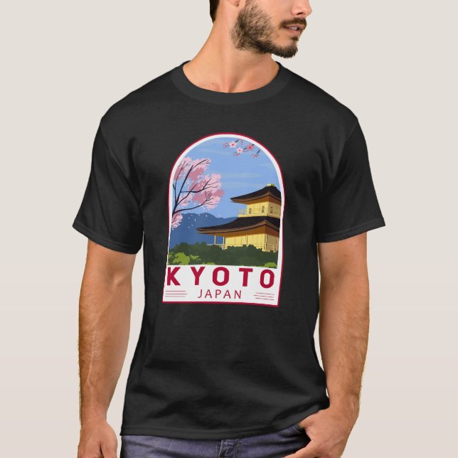 T-shirt Emblème de voyage rétros de Kyoto Japon (Devant)