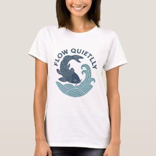 T-Shirt emblème d'eau de poisson Koi silencieuse