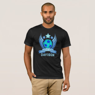 T-shirt Emblème d'étoile de football bleu   Cadeaux d'anni