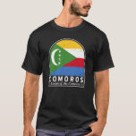 T-shirt Emblème Drapeau Comores Vintage<br><div class="desc">Les Comores arborent un emblème en détresse arborant le drapeau et les armoiries.</div>
