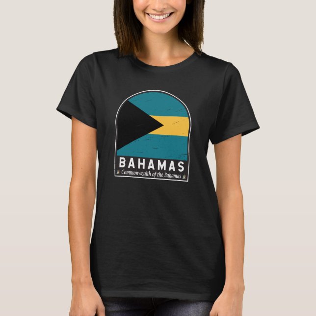 T-shirt Emblème du drapeau des Bahamas Vintage (Devant)