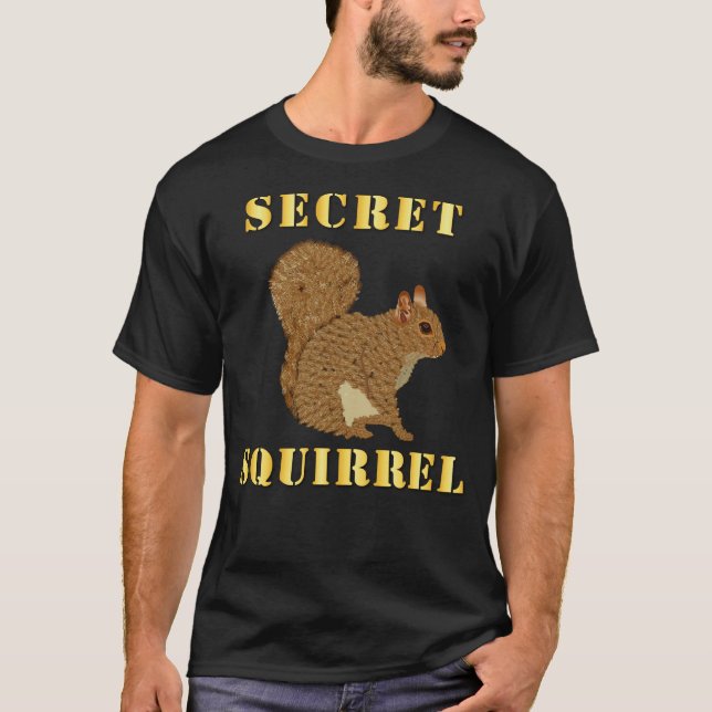 T-shirt Emblème - écureuil secret avec texte (Devant)