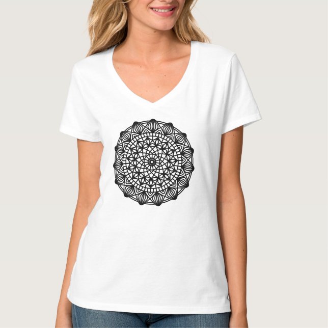 T-shirt Emblème Mandala Rond Noir (Devant)