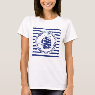 T-shirt Emblème nautique avec le bateau de navigation