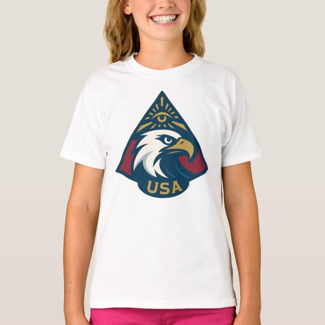 T-shirt Emblème pyramidal de l'aigle américain — Oeil de l (Devant)
