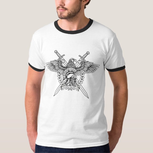 T-shirt Emblème romain martial | Aigle, casque et épées (Devant)
