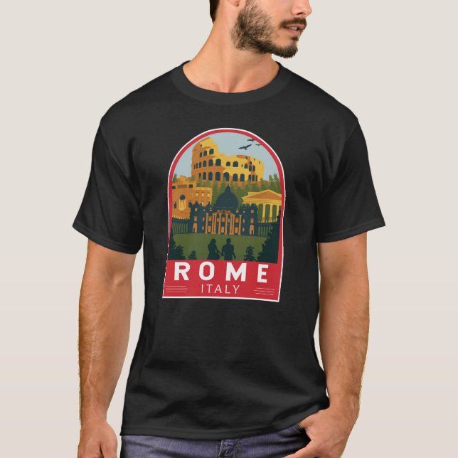 T-shirt Emblème Rome Italie Travel Retro (Devant)