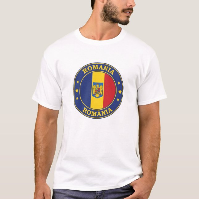 T-shirt Emblème rond du drapeau roumain (Devant)