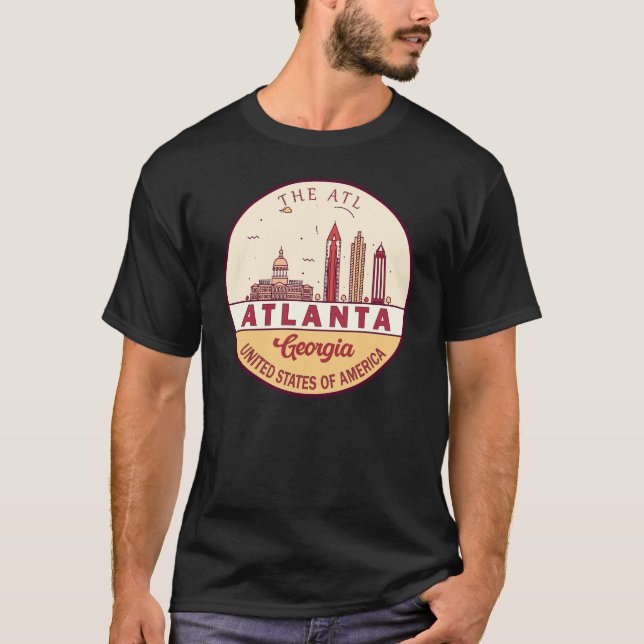 T-shirt Emblème Skyline Atlanta Georgia City (Devant)