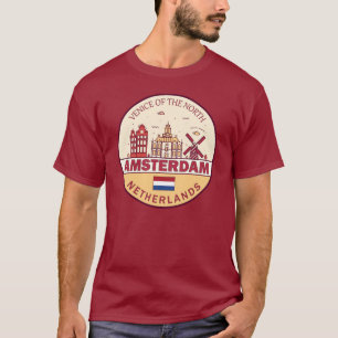T-shirt Emblème Skyline d'Amsterdam Pays-Bas City