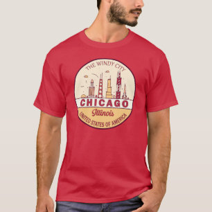 T-shirt Emblème Skyline de Chicago Illinois City