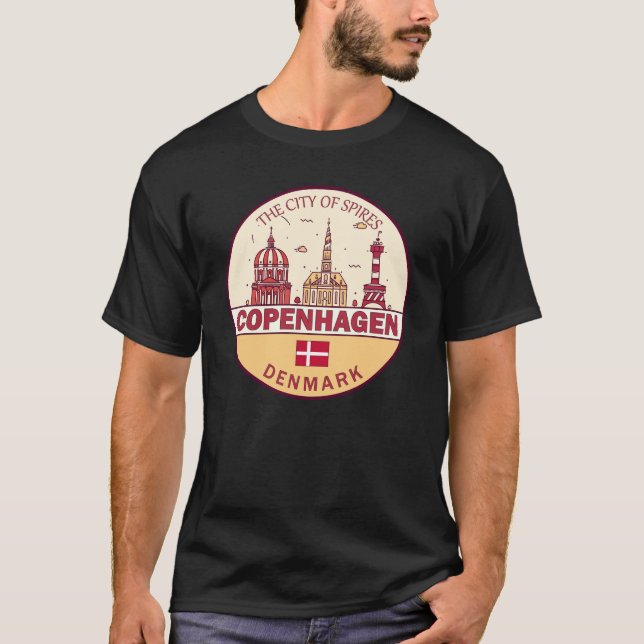 T-shirt Emblème Skyline de Copenhague Danemark City (Devant)