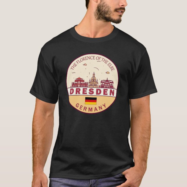 T-shirt Emblème Skyline de Dresden Allemagne (Devant)
