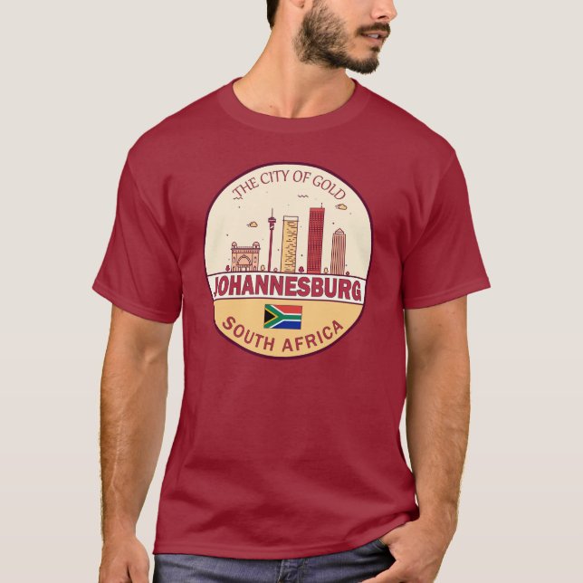 T-shirt Emblème Skyline de Johannesburg Afrique du Sud (Devant)