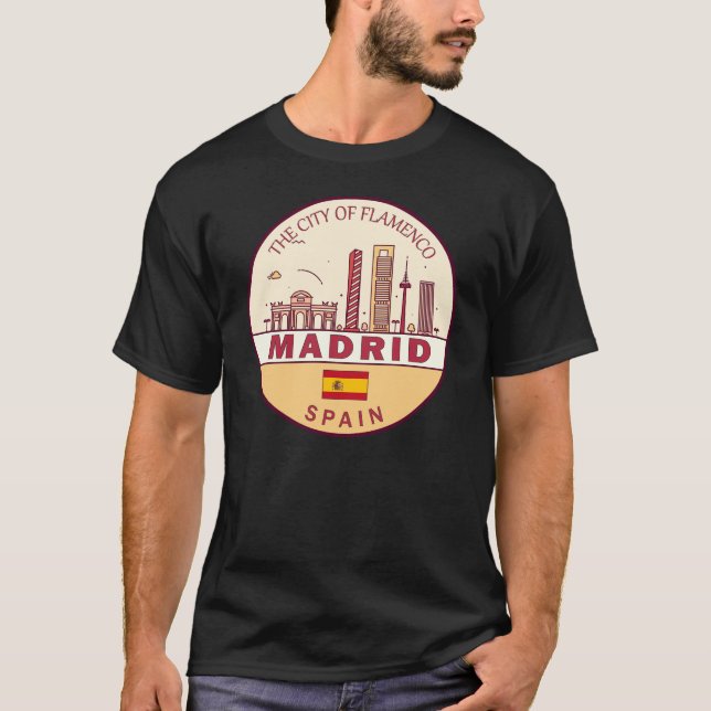 T-shirt Emblème Skyline de Madrid Espagne (Devant)
