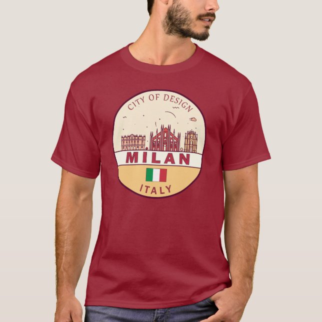 T-shirt Emblème Skyline de Milan Italie (Devant)