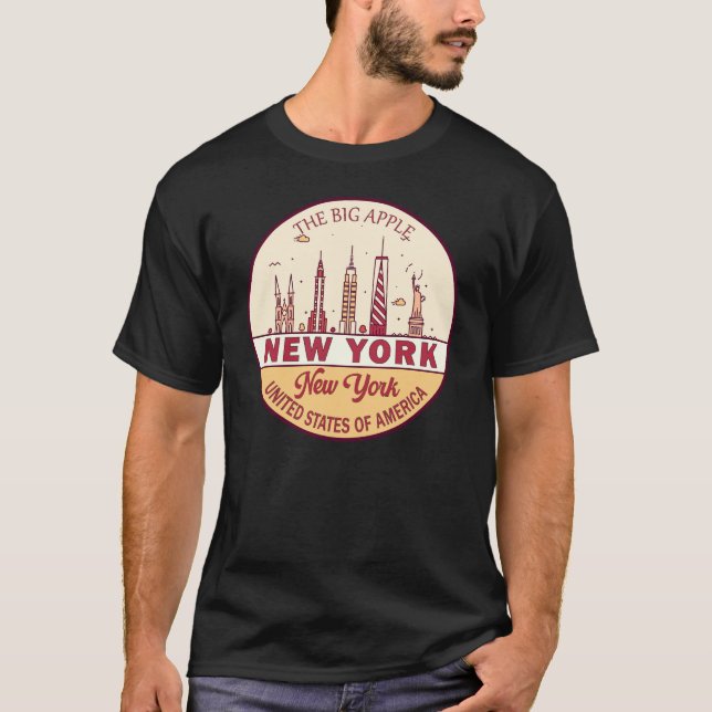T-shirt Emblème Skyline de New York (Devant)