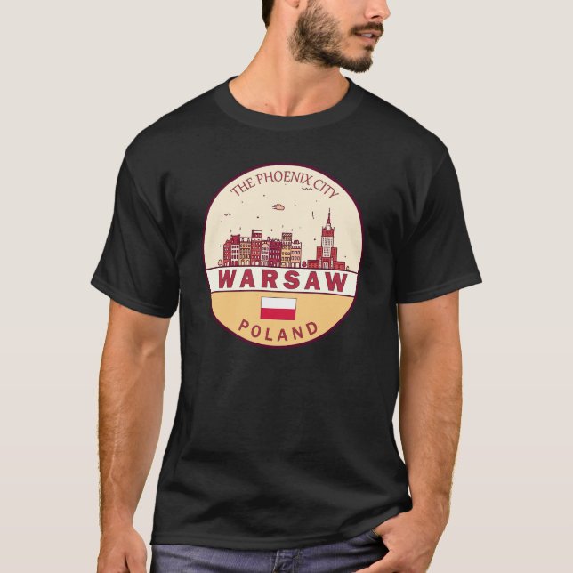 T-shirt Emblème Skyline de Varsovie Pologne (Devant)