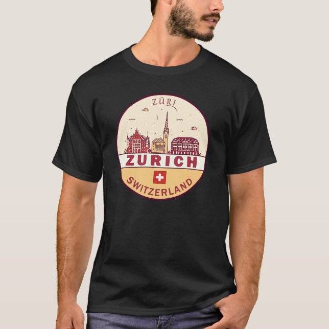 T-shirt Emblème Skyline de Zurich Suisse (Devant)