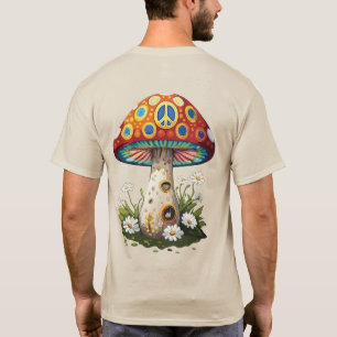 T-shirt Emblème vintage de paix des champignons psychédéli