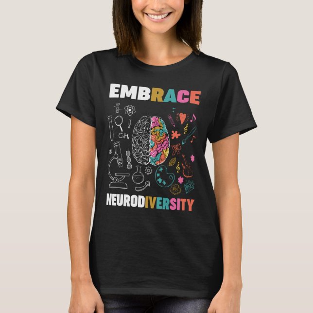 T-shirt Embrace Neurodiversity Brain Embrace Adhd Autism A (Devant)